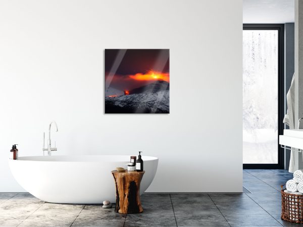 Gefährlicher Vulkanausbruch, Glasbild Quadratisch Angebot – Bild 4