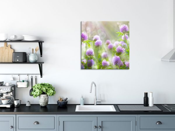 Kleeblüten im Sonnenschein, Glasbild Quadratisch Verkauf – Bild 3