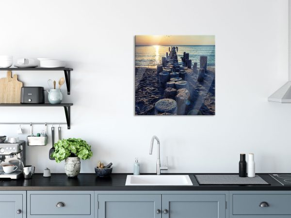 Baumstümpfe am Meer, Glasbild Quadratisch Online-Schn?ppchen – Bild 3