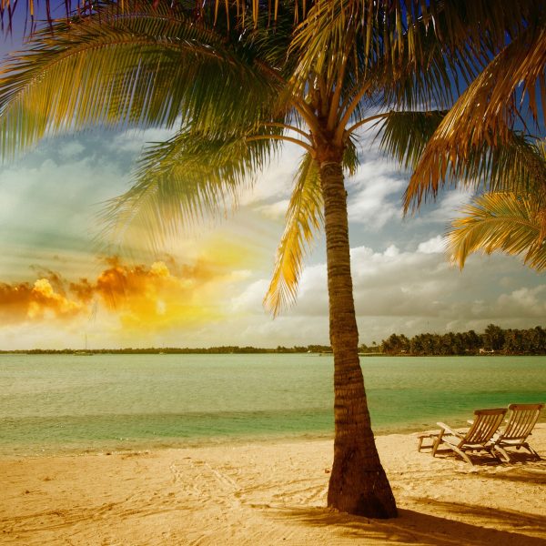 Liegestühle Strand Urlaub, Glasbild Quadratisch Im Angebot – Bild 5
