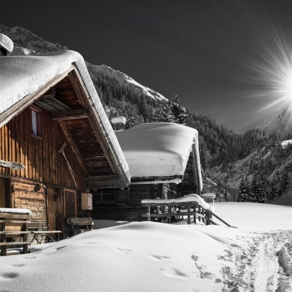 Alpenhütten, Glasbild Quadratisch Angebot – Bild 5