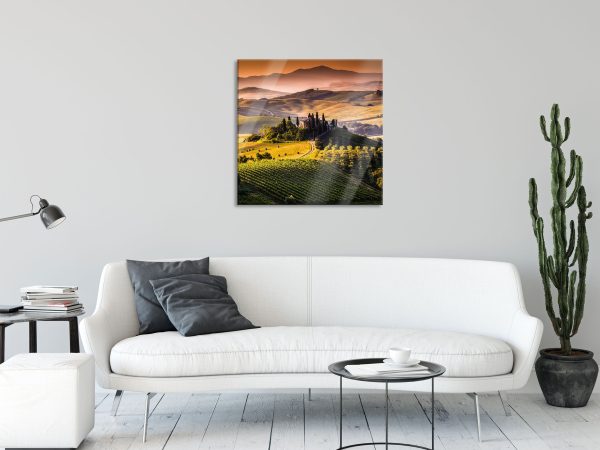 Wunderschöne Toskana Landschaft, Glasbild Quadratisch Online-Verkauf – Bild 2