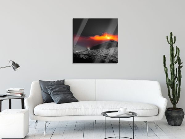 atemberaubender Vulkanausbruch, Glasbild Quadratisch Mode – Bild 2