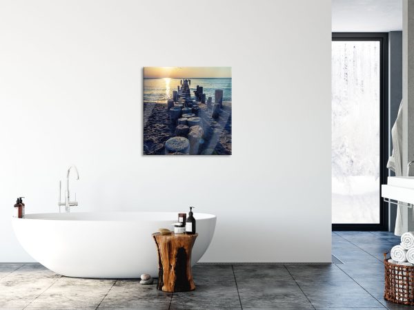 Baumstümpfe am Meer, Glasbild Quadratisch Online-Schn?ppchen – Bild 4
