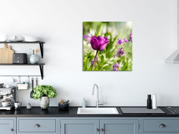 Blumen im Sonnenschein, Glasbild Quadratisch Rabatt – Bild 3
