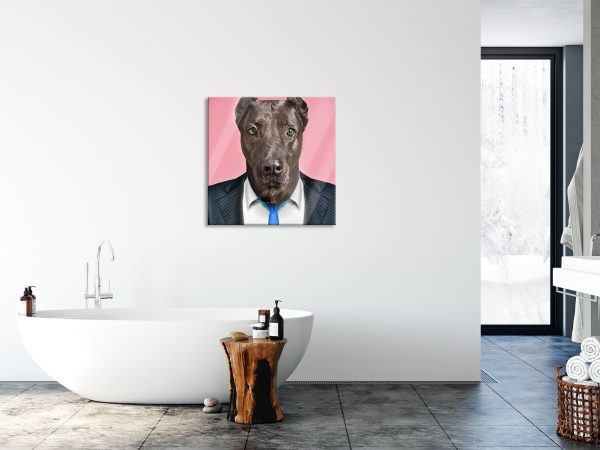 Manager Hund mit Anzug, Glasbild Quadratisch Im Angebot – Bild 4