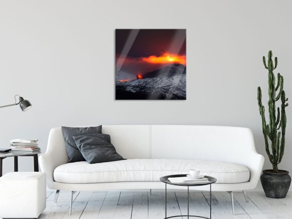 Gefährlicher Vulkanausbruch, Glasbild Quadratisch Angebot – Bild 2