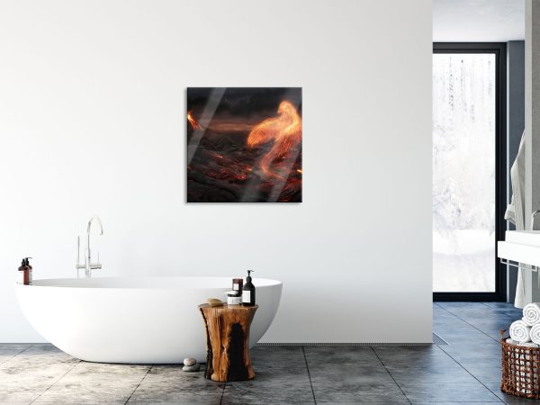 Brennender Phönix Vulkanlandschaft, Glasbild Quadratisch Angebot – Bild 4