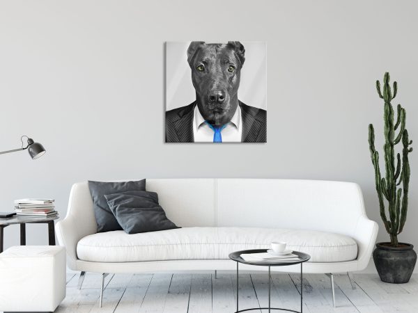 Labrador im Anzug, Glasbild Quadratisch Jetzt online – Bild 2