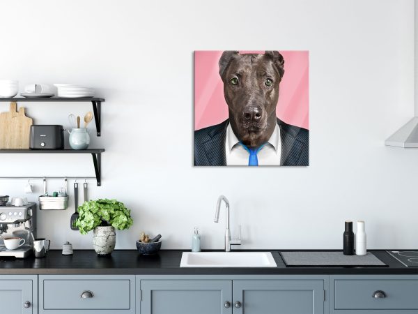 Manager Hund mit Anzug, Glasbild Quadratisch Im Angebot – Bild 3