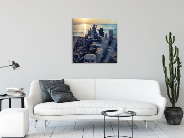 Baumstümpfe am Meer, Glasbild Quadratisch Online-Schn?ppchen – Bild 2