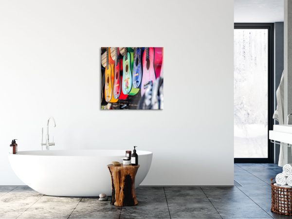 bunte Gitarren, Glasbild Quadratisch Schn?ppchen – Bild 4