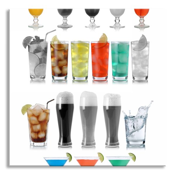 Drinks für Frauen und Männer, Glasbild Quadratisch Rabatt