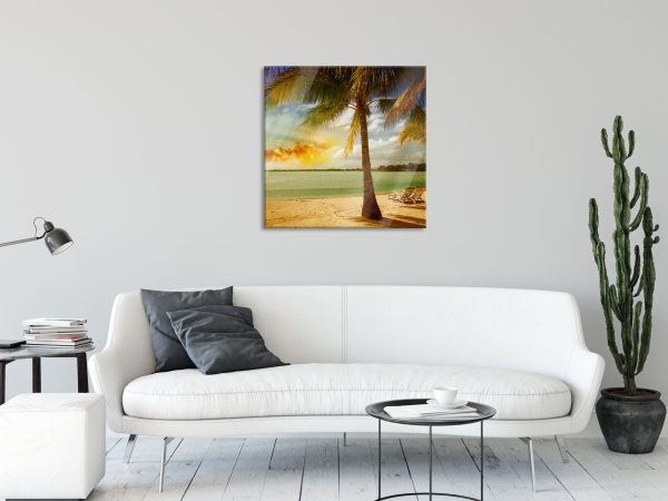 Liegestühle Strand Urlaub, Glasbild Quadratisch Im Angebot – Bild 2