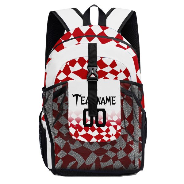 Anpassen  Rot Weiß Sport Rucksäcke Mit Personalisiert Namen, Zahlen und Logos Zu verkaufen – Bild 4