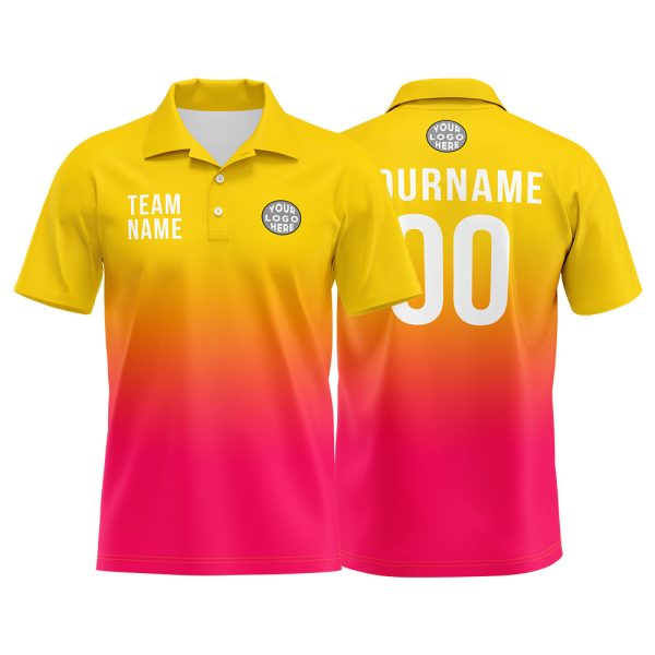 Benutzerdefinierte Gelb Heiß Rosa Fußball Polo-Shirts Fügen Sie Ihr Einzigartiges hinzu Logo Name Nummer Mode