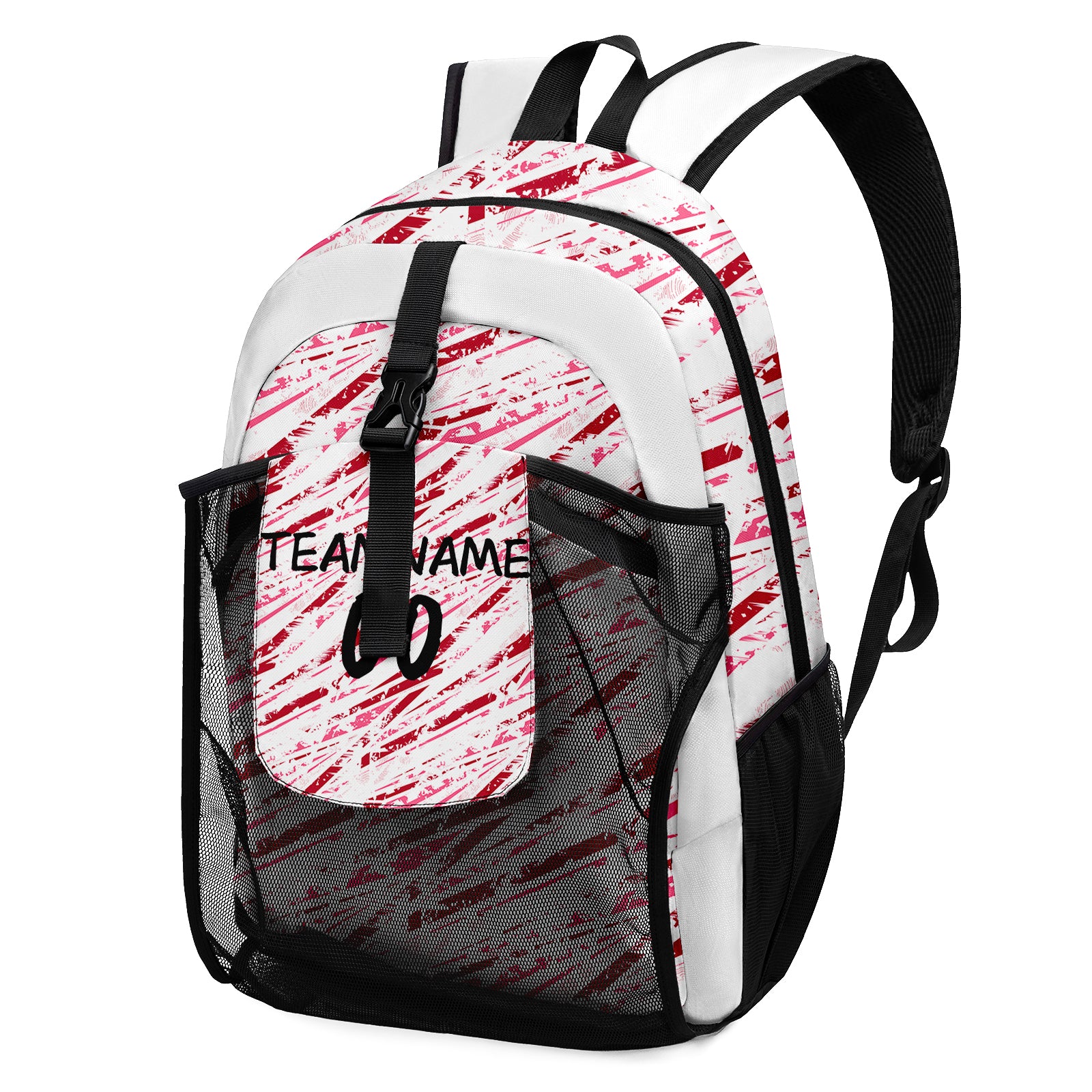 Anpassen  Weiß  Rot Sport Rucksäcke Mit Personalisiert Namen, Zahlen und Logos Online