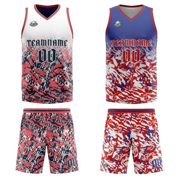 Benutzerdefinierte Blau Rot Weiß Reversible Basketball Jersey Personalisierte Print Name Nummer Logo Im Angebot – Bild 3