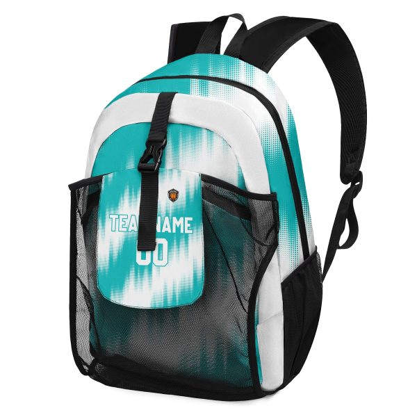 Anpassen Aqua Weiß Sport Rucksäcke Mit Personalisiert Namen, Zahlen und Logos Mode
