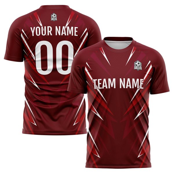 Benutzerdefinierte Dunkelrot Fußball Trikots für Männer Frauen Personalisierte Fußball Uniformen für Erwachsene und Kind Schn?ppchen