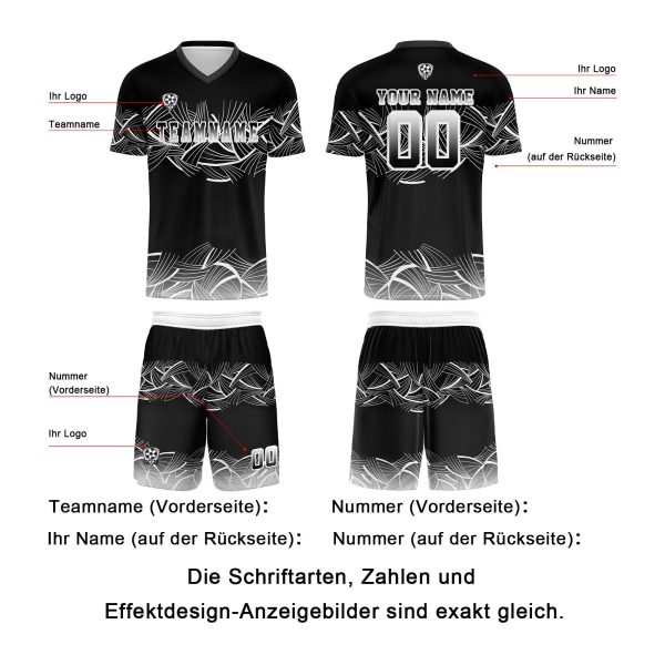 Benutzerdefinierte Schwarz Grau Trikots für Männer Frauen Personalisierte Fußball Uniformen für Erwachsene und Kind Schn?ppchen – Bild 5