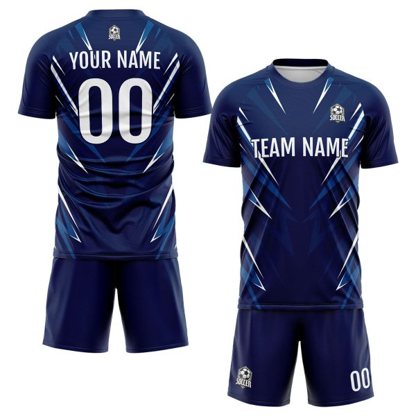 Benutzerdefinierte Dunkelblau Fußball Trikots für Männer Frauen Personalisierte Fußball Uniformen für Erwachsene und Kind Jetzt online – Bild 2