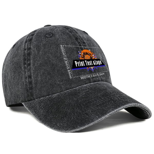 Kundenspezifisch  Schwarz  Logo Washed Cowboy Ponytail Cap Metall Snapback Herren und Damen Atmungsaktive Baseballkappen Schn?ppchen – Bild 3