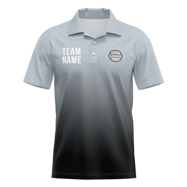 Benutzerdefinierte Grau Schwarz Fußball Polo-Shirts Fügen Sie Ihr Einzigartiges hinzu Logo Name Nummer Online-Verkauf – Bild 2