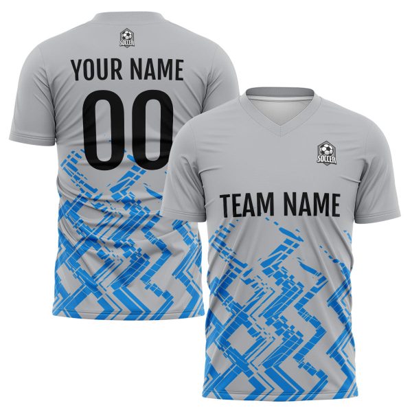 Benutzerdefinierte Grau Blau Fußball Trikots für Männer Frauen Personalisierte Fußball Uniformen für Erwachsene und Kind Schn?ppchen