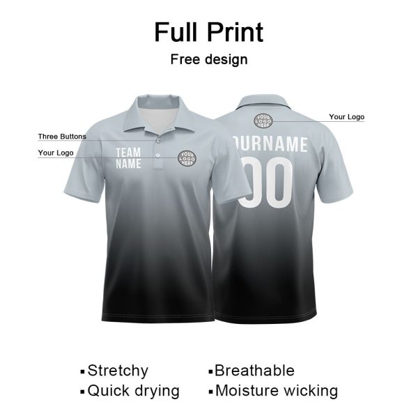 Benutzerdefinierte Grau Schwarz Fußball Polo-Shirts Fügen Sie Ihr Einzigartiges hinzu Logo Name Nummer Online-Verkauf – Bild 4