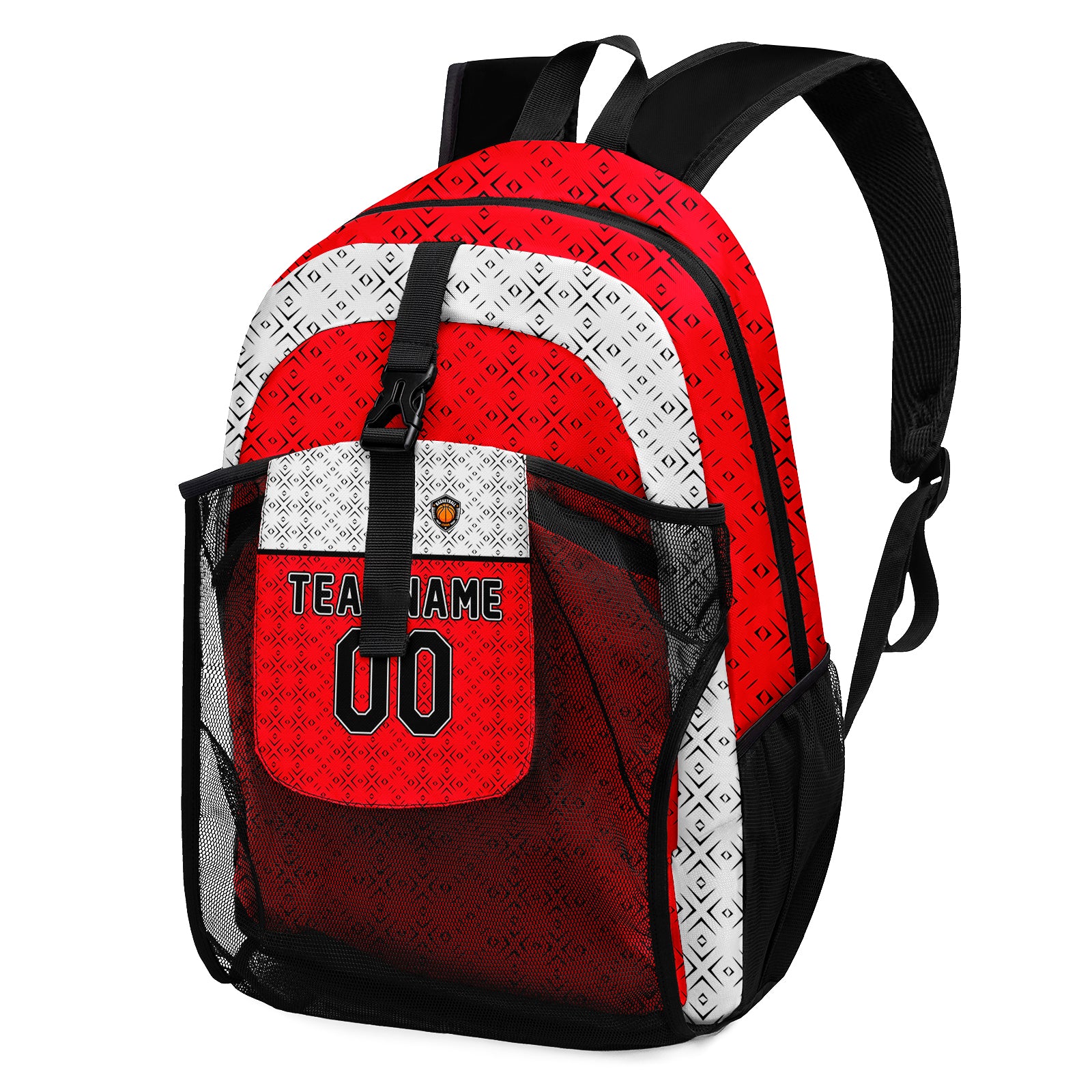 Anpassen Rot  Weiß Sport Rucksäcke Mit Personalisiert Namen, Zahlen und Logos Im Angebot