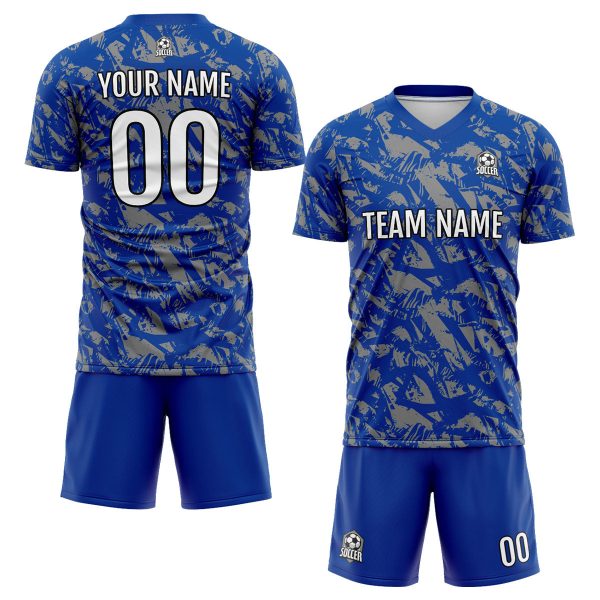 Benutzerdefinierte Royal Grau Fußball Trikots für Männer Frauen Personalisierte Fußball Uniformen für Erwachsene und Kind Zu verkaufen – Bild 2