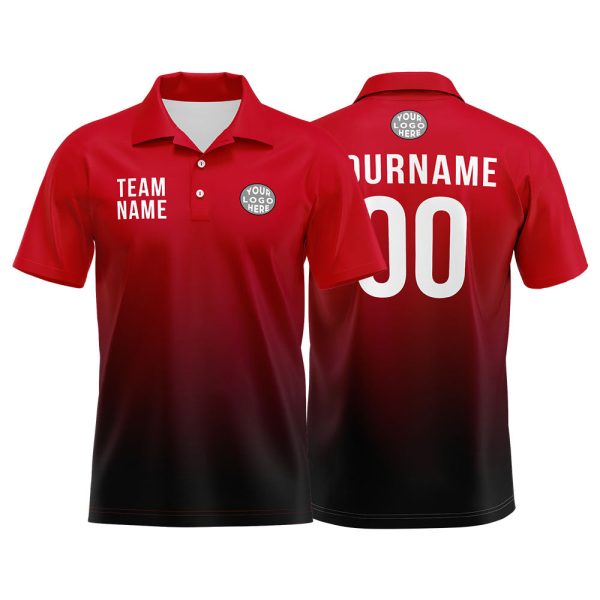 Benutzerdefinierte Rot Schwarz Weiß Fußball Polo-Shirts Fügen Sie Ihr Einzigartiges hinzu Logo Name Nummer Verkauf