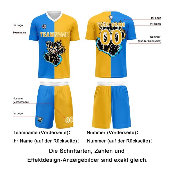 Benutzerdefinierte Blau Gelb Fußball Trikots für Männer Frauen Personalisierte Fußball Uniformen für Erwachsene und Kind Im Angebot – Bild 5