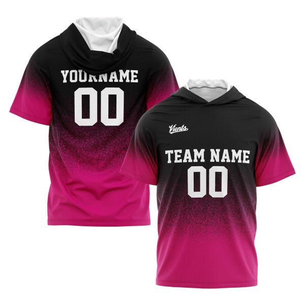 Benutzerdefinierte Schwarz Rosa Kurzarm-Kapuzenpullover für Männer Frauen Hemden mit Kapuzen gedruckt Name Logo Angebot