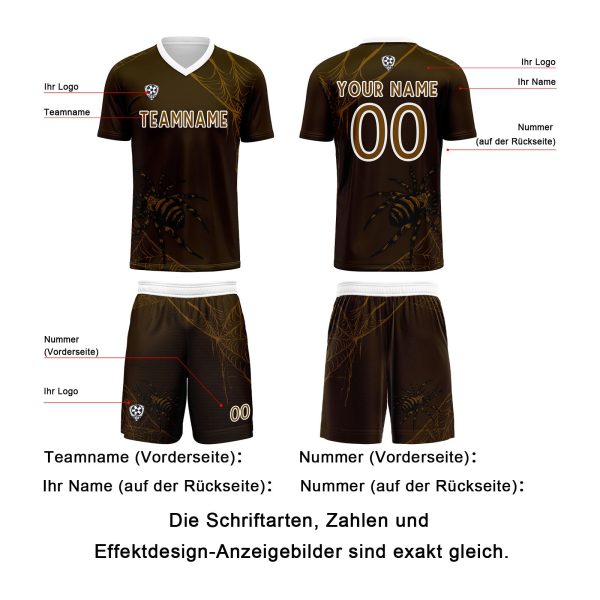Benutzerdefinierte Dunkel Braun Trikots für Männer Frauen Personalisierte Fußball Uniformen für Erwachsene und Kind Jetzt online – Bild 5