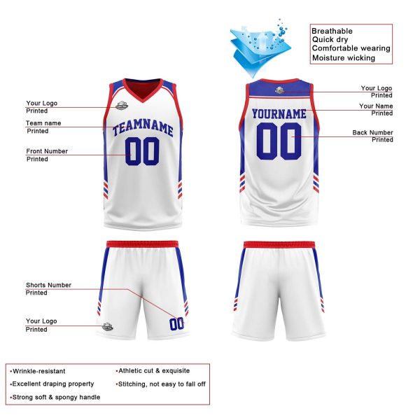 Benutzerdefinierte Royal Rot Reversible Basketball Jersey Personalisierte Print Name Nummer Logo Online-Schn?ppchen – Bild 4