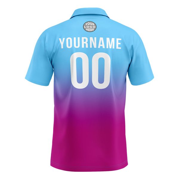 Benutzerdefinierte Hellblau Rosa Lila Fußball Polo-Shirts Fügen Sie Ihr Einzigartiges hinzu Logo Name Nummer Rabatt – Bild 3