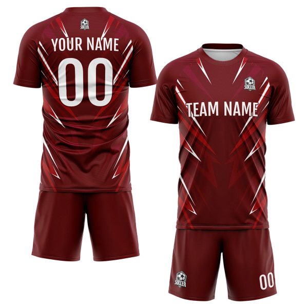 Benutzerdefinierte Dunkelrot Fußball Trikots für Männer Frauen Personalisierte Fußball Uniformen für Erwachsene und Kind Schn?ppchen – Bild 2