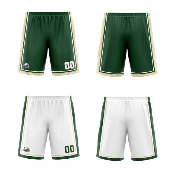 Benutzerdefinierte Dunkelgrün Weiß Creme Reversible Basketball Jersey Personalisierte Print Name Nummer Logo Jetzt online – Bild 2
