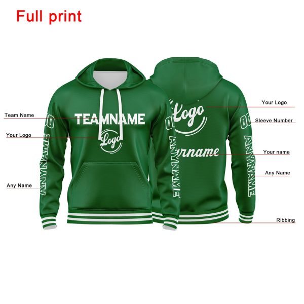 Benutzerdefinierter Grün Hoodie für Mann, Frau, Mädchen, Junge. Drucken Sie Ihr Logo, Ihren Namen und Ihre Nummer Online-Schn?ppchen – Bild 2