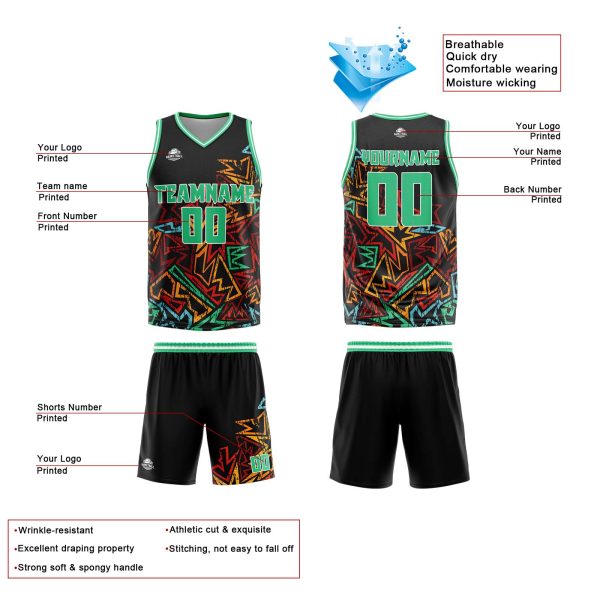 Benutzerdefinierter Grün Basketball Jersey Uniform Anzug gedruckt Ihr Logo Name Nummer Jetzt online – Bild 4
