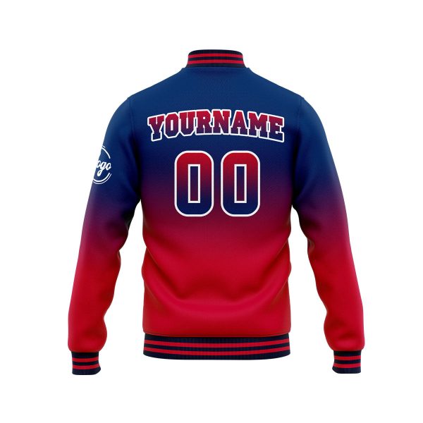 Benutzerdefinierte Verlauf Varsity-Jacke. Letterman-Jacke Marine Rot Online-Verkauf – Bild 3
