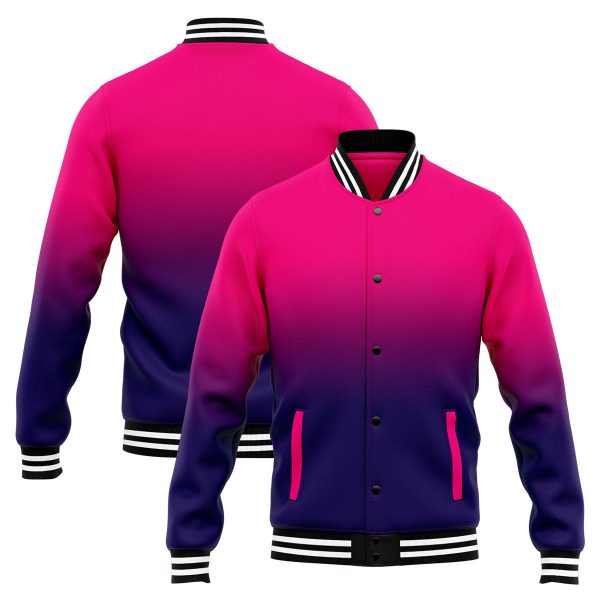 Benutzerdefinierte Verlauf Varsity-Jacke. Letterman-Jacke Rose Dunkelviolett Online-Schn?ppchen – Bild 5
