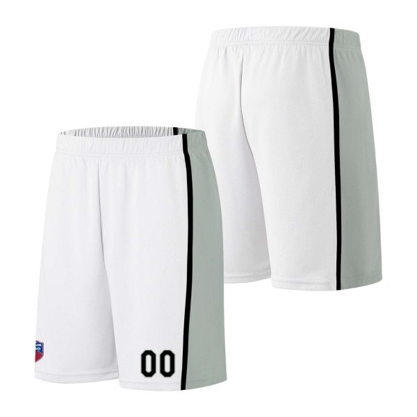 Individuelle Basketball-Jersey-Shorts für Männer und Frauen. Gestickter und gedruckter Name, Nummer und Logo Weiß&Grau Verkauf – Bild 2