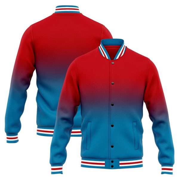 Benutzerdefinierte Varsity-Jacke. Letterman-Jacke für Männer, Frauen und Jugendliche Blau Rot Verkauf – Bild 3
