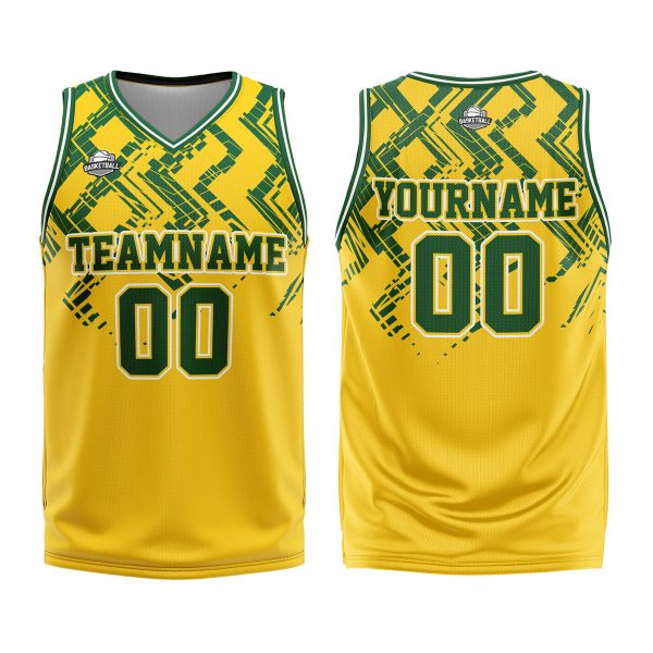 Benutzerdefinierter Gelb Grün Basketball Jersey Uniform Anzug gedruckt Ihr Logo Name Nummer Angebot