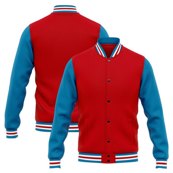 Benutzerdefinierte Varsity-Jacke. Letterman-Jacke für Männer, Frauen und Jugendliche Blau Rot Verkauf – Bild 3