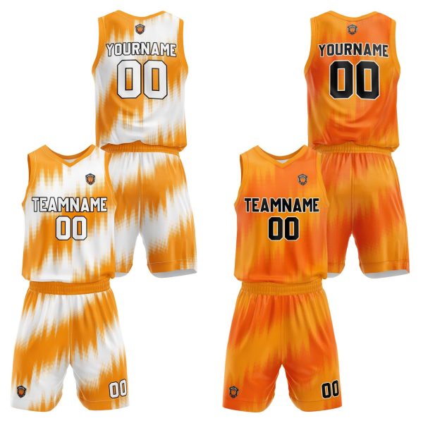 Benutzerdefinierte Orange Reversible Basketball Jersey Personalisierte Name Nummernlogo drucken Zu verkaufen