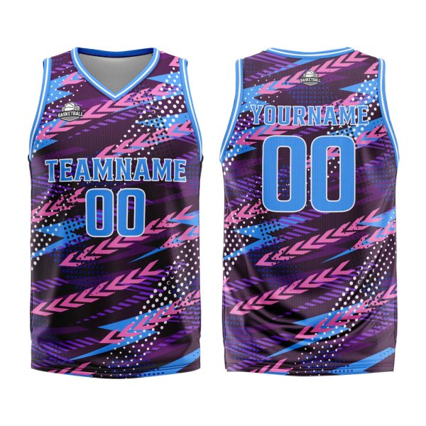 Benutzerdefinierter  Rosa Blau Basketball Jersey Uniform Anzug gedruckt Ihr Logo Name Nummer Jetzt online